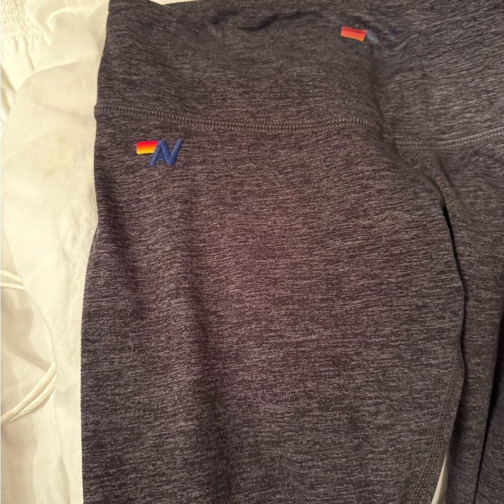 Aviator Nation Gray Leggings with Rainbow Detail